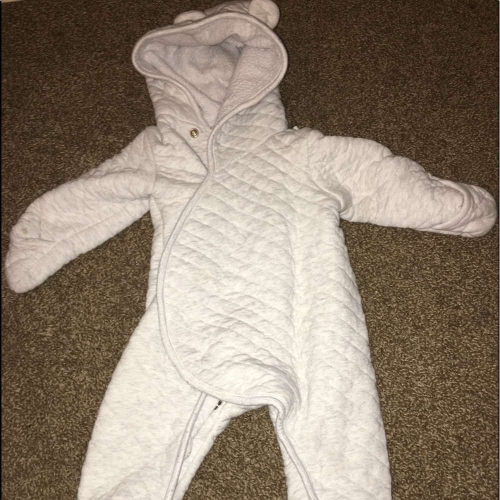 Light gray baby snowsuit